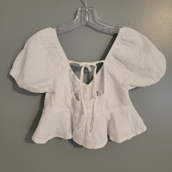 Mi Ami Gauze Tie Cropped Top - Picture 2 of 3